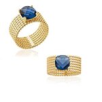 Bague large pierre cristal bleu saphir - bijouxia - plaqu� or 18 carats 750 / 1000