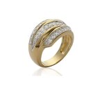 Bague large rangs zirconium en plaqu or 18 carats 750 / 000 - qualit bijouterie