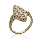 Bague marquise plaqu or 18 carats bijoux - cristal - dor - femme