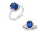 Bague marquise saphir zirconium ronde argent massif 925 - 000 rhodi t50  60