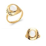 Bague martel�e sertie pierre de lune - bijouxia - plaqu� or 18 carats - qualit� bijouterie
