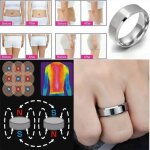 Taille 8 bague minceur magnétique métal homme - vitata - noir - oxyde de zirconium - argenté Taille 8 bague minceur magnétique métal homme - vitata - noir - oxyde de zirconium - argenté