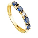 Bague - or blanc - marquise - zircons bleus - taille 57 - 18k - 2. 5mm centre
