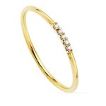 Bague - or jaune - 18k - 1mm - 0. 025ct diamants brillants - femme - taille 56