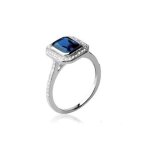 Bague pav cz saphir zirconium argent massif 925 / 1000 - bijouxia - femme - argent