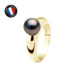 Bague - perlinea - perle de culture de tahiti 8 - 9 mm - or jaune - qualit� a + - �crin prestige