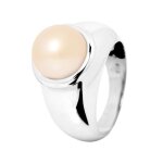 Bague - perlinea - vritable perle deau douce 9 - 10 mm - argent 925 - femme - rose naturel