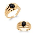 Bague pierre agate noire véritable en plaqué or 18 carats 750 / 1000 Bague pierre agate noire véritable en plaqué or 18 carats 750 / 1000