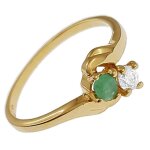 Bague plaqu� or 18 carats - agate et oxyde de zirconium - femme - dor�e