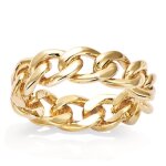 Bague plaqu� or cl�opatra dor� (maille gourmette) - 6 mm - les tresors de lily - jaune - femme