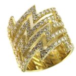 Bague plaqu� or eclairs altesse - n9239 - jaune - oxyde de zirconium - pav�e de zirconias