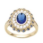 Bague plaqu� or sissi saphir dor� - 17x15 mm [r3776]