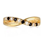 Bague plaqu� or sissi les tresors de lily - noir - oxyde de zirconium - 4 mm