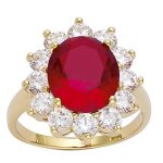 Bague plaqu� or victorina rubis blanc argent� (rhodi�) - 20x18 mm [r5139]