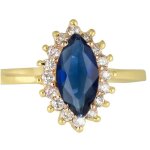 Bague plaqu� or victorina saphir dor� - 14x10 mm - les tresors de lily - femme - bleu - plaqu� or - saphir ...
