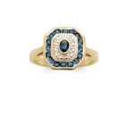Bague pyramide cz saphir en plaqu or 18 carats - bijouxia