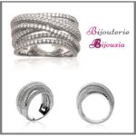 Bague rangs crois�s zirconium en argent massif 925 / 000 rhodi� - bijouxia - bague - argent - femme