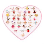 Bagues r�glables - 36pcs - motifs al�atoires - pour filles enfants