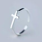 Bague religieuse en argent - bijou chrtien pour femme - croix ajustable de 13 x 08 cm