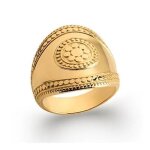 Bague royale chevali�re bomb�e plaqu� or 18 carats - bijouxia - t50 � 60