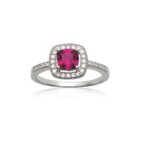 Bague rubis zirconium argent massif 925 / 000 rhodi� - bijouxia - tailles 50 - 60