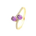 Bague - femme - améthyste - cristal autrichien - blanc - plaqué or jaune 750 / 1000 - taille 54 à 60 ... Bague - femme - améthyste - cristal autrichien - blanc - plaqué or jaune 750 / 1000 - taille 54 à 60 ...
