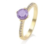 Bague - femme - solitaire - améthyste - cristal - blanc - plaqué or jaune 750 / 1000 - 3 microns - (5 ... Bague - femme - solitaire - améthyste - cristal - blanc - plaqué or jaune 750 / 1000 - 3 microns - (5 ...