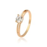 Bague femme - solitaire - cristal - blanc - plaqu� or jaune 750 / 1000 - 3 microns - (4 tailles)