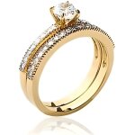 Bague solitaire double anneaux en plaqu or 18 carats