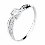 Bague solitaire en or blanc avec zircone cubique - femme - taille 18