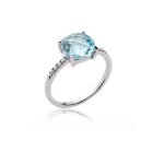 Bague solitaire pierre bleu topaze - bijouxia - argent massif 925 / 1000