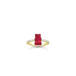 Bague - thomas sabo - ours dor rouge - femme - cristal