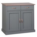 Bahut bas en pin massif fonc� et gris - l. 80 x h. 86 x p. 45 cm