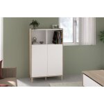 Bahut haut morphos - l 837 x p 40 x h 135 cm - dcor blanc / chne - 2 portes - parisot