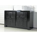 Bahut - la maison du canap� - luxe pu + laqu� noir - 2 portes en pu effet croco - contemporain - design ...