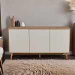 Bahut norway 3 portes / d�cor blanc et ch�ne blanchi