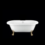 Baignoire ancienne chelsea 151 blanche avec pattes de lion dorées noir 151 cm Baignoire ancienne chelsea 151 blanche avec pattes de lion dorées noir 151 cm