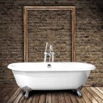Baignoire ancienne en fonte - le monde du bain - plymouth 153 cm - double dos - pieds pattes daigle chroms ...