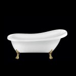 Baignoire ancienne richmond 155 blanche avec pattes de lion dores noir