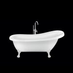 Baignoire ancienne richmond 155 blanche avec pattes de lion blanches noir