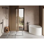 Baignoire dangle ovale en acrylique - blanc mat - 176l - 100 x 100 x 58 cm - marta