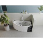 Baignoire balno asymtrique blanche avec niches - 1 place - 150 x 100 cm - angle droit - luana