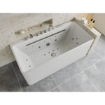 Baignoire balnéo semi - ilot blanche - 1 place - 470 l - 170 x 75 cm - kirana Baignoire balnéo semi - ilot blanche - 1 place - 470 l - 170 x 75 cm - kirana