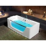 Baignoire balnéo vitrée à leds dyona - 1 place - 260l - 85 * 170 * 58cm - blanche Baignoire balnéo vitrée à leds dyona - 1 place - 260l - 85 * 170 * 58cm - blanche