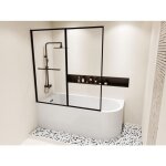 Baignoire douche blanche avec pare baignoire coulissant - 240 l - angle gauche - anika