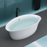 Baignoire îlot en acrylique blanc ovale 170x88x65cm - mai & mai - avec bonde et trop plein Baignoire îlot en acrylique blanc ovale 170x88x65cm - mai & mai - avec bonde et trop plein