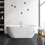 Baignoire ilot autoportante - oceanic - stell - en acrylique - bonde  clapet - blanc