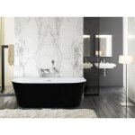 Baignoire semi îlot - 245l - 170 x 75 x 58 cm - noir brillant - acrylique - divina Baignoire semi îlot - 245l - 170 x 75 x 58 cm - noir brillant - acrylique - divina