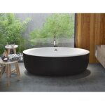 Baignoire �lot ovale - 251 l - 185 x 90 x 58 cm - noire - acrylique - marmati