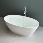 Baignoire îlot ovale en acrylique blanc mai & mai 150x79x56cm avec trop plein v599oa Baignoire îlot ovale en acrylique blanc mai & mai 150x79x56cm avec trop plein v599oa